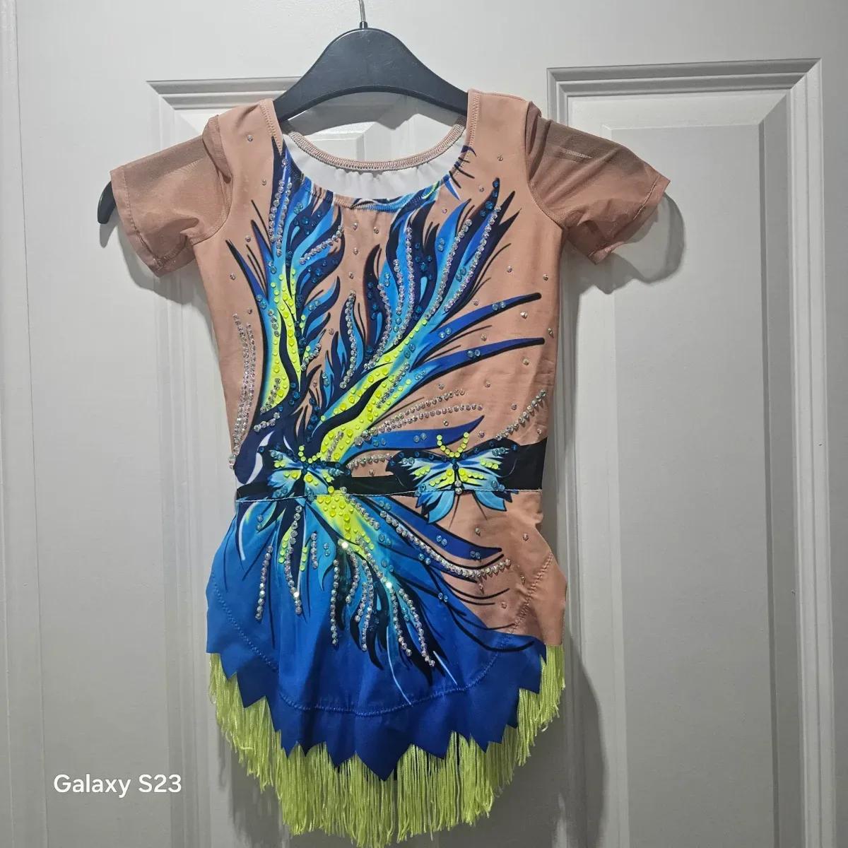 Rhythmic Gymnastics Leotard - Vibrant Blue & Neon Design — photo 3