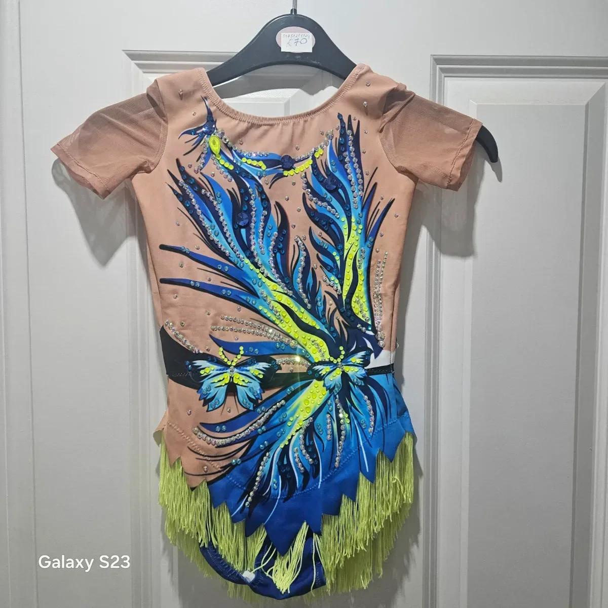 Rhythmic Gymnastics Leotard - Vibrant Blue & Neon Design — photo 4