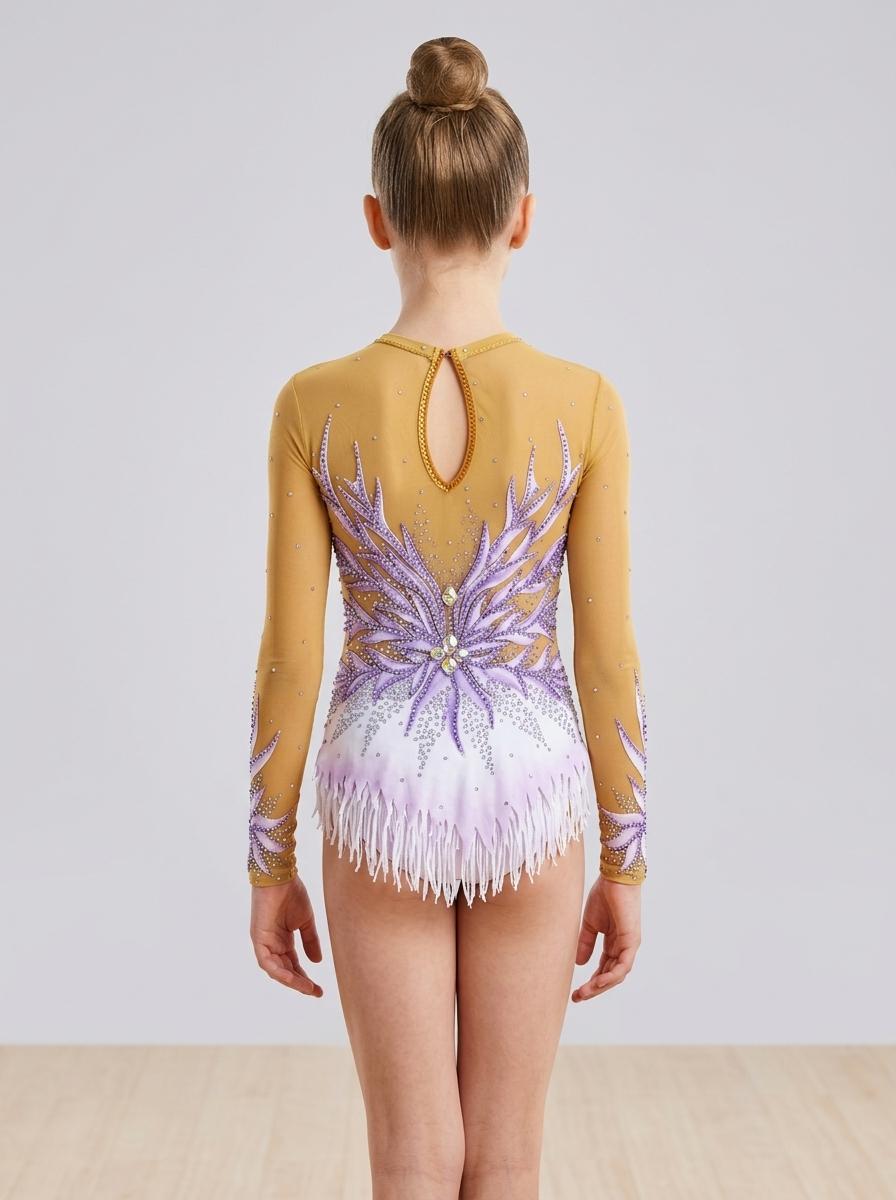 Stunning Gold & Purple Rhythmic Leotard - Sur-mesure, Size 12ans — photo 2