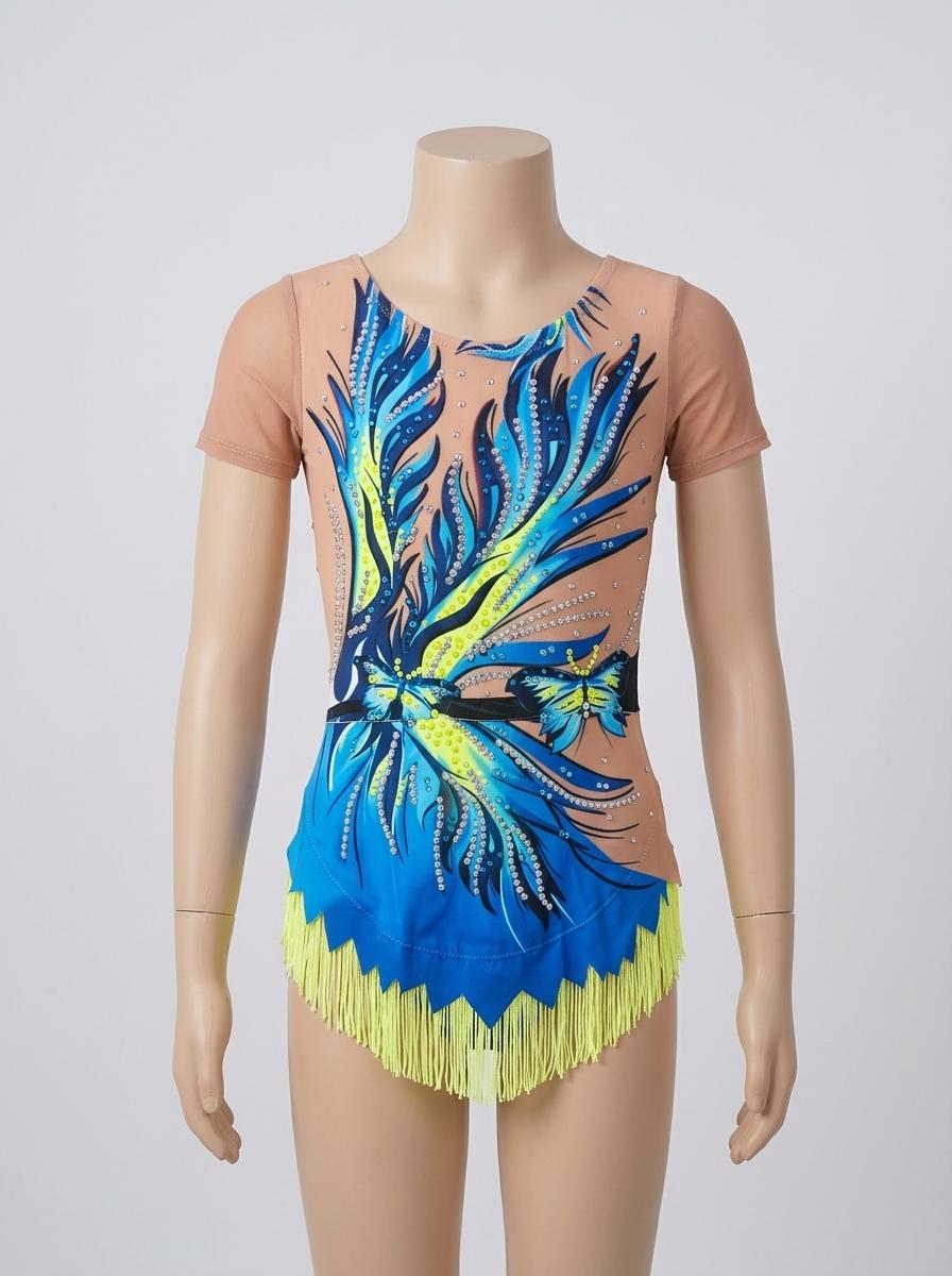 Rhythmic Gymnastics Leotard - Vibrant Blue & Neon Design