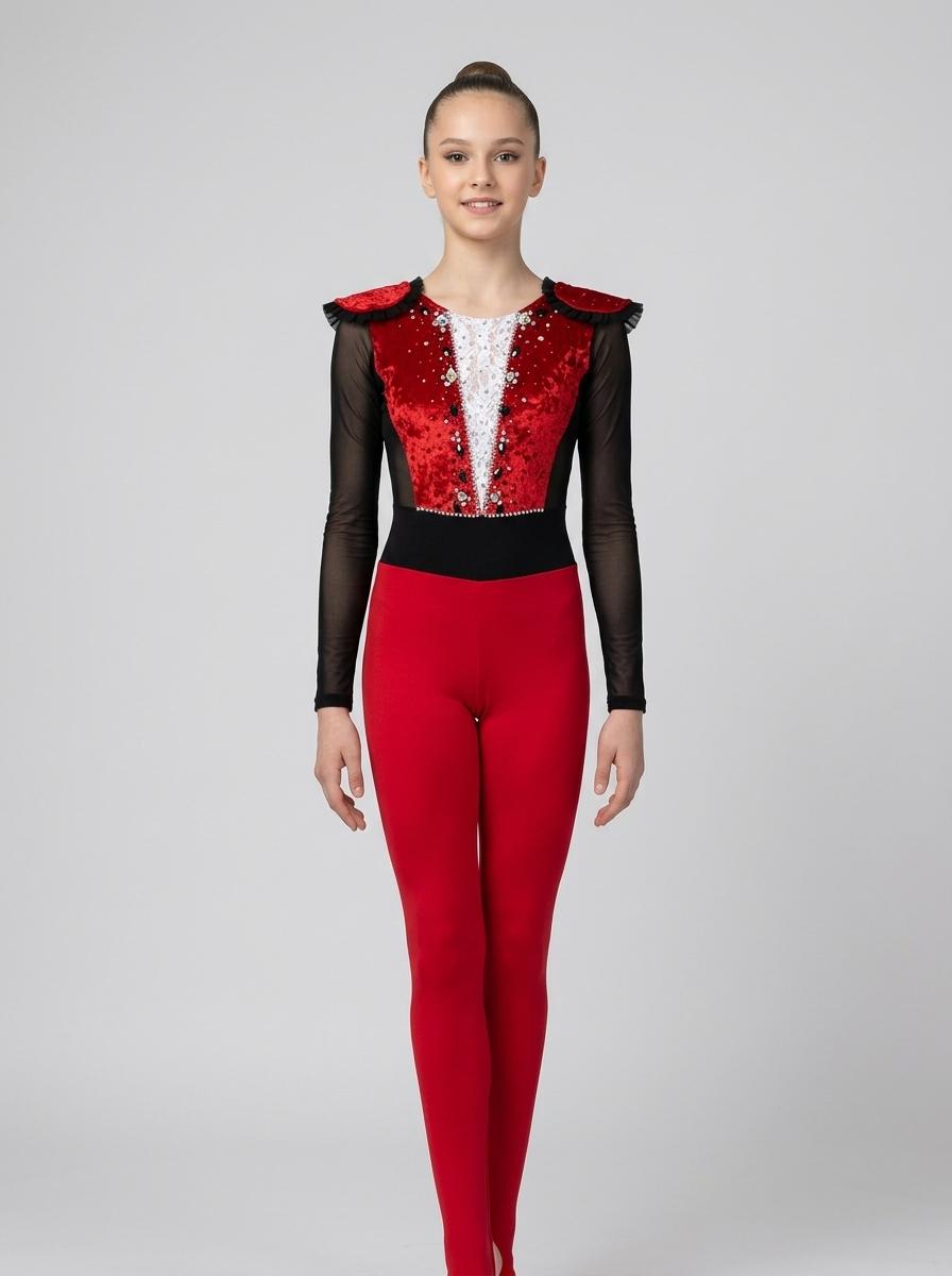 Red & Black Rhythmic Gymnastics Leotard