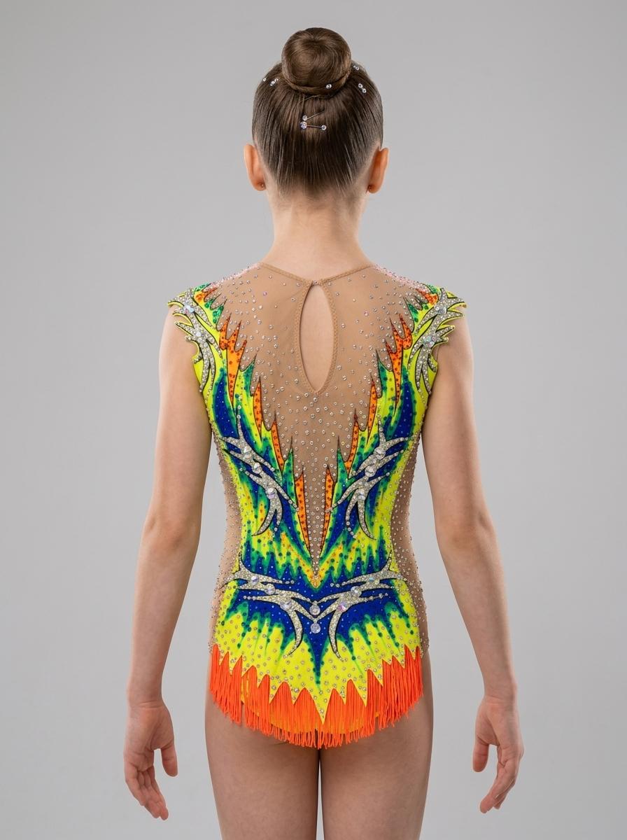Vibrant Neon Flame Rhythmic Gymnastics Leotard - Sur-mesure 12ans — photo 2