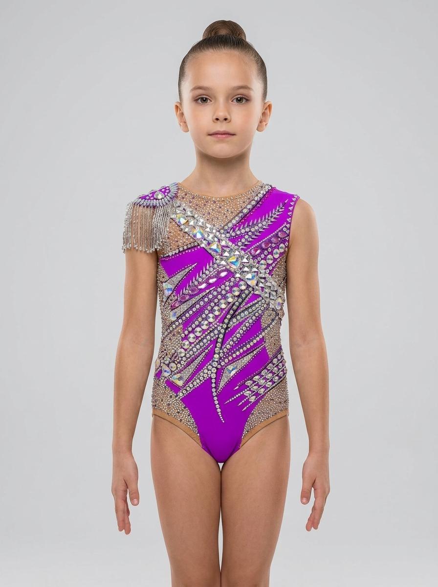 Designer Exclusive  hand made purple leotard for gymnastics