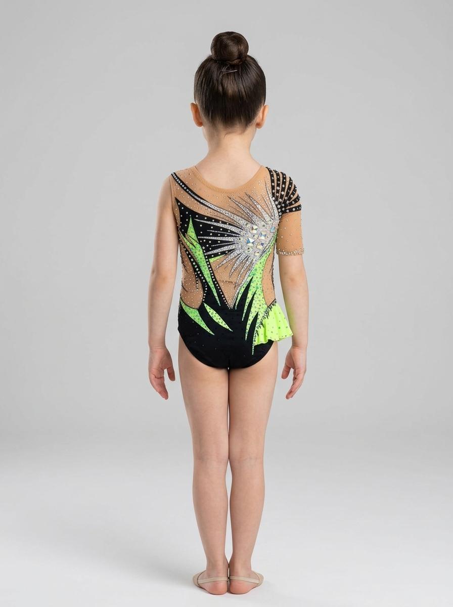 Black and green leotard for gymnastics — photo 2