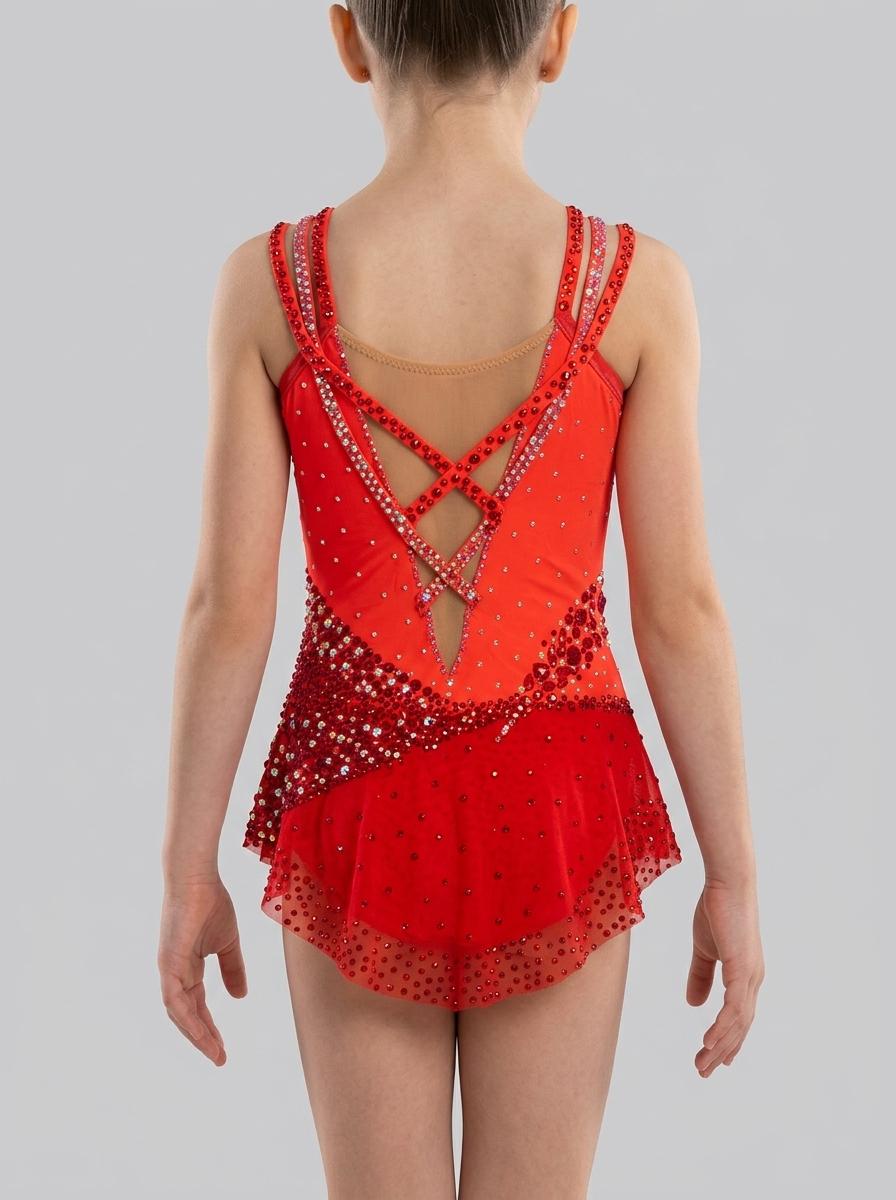 Купальник для художественной гимнастики, ярко-красный, на 10 лет — photo 2