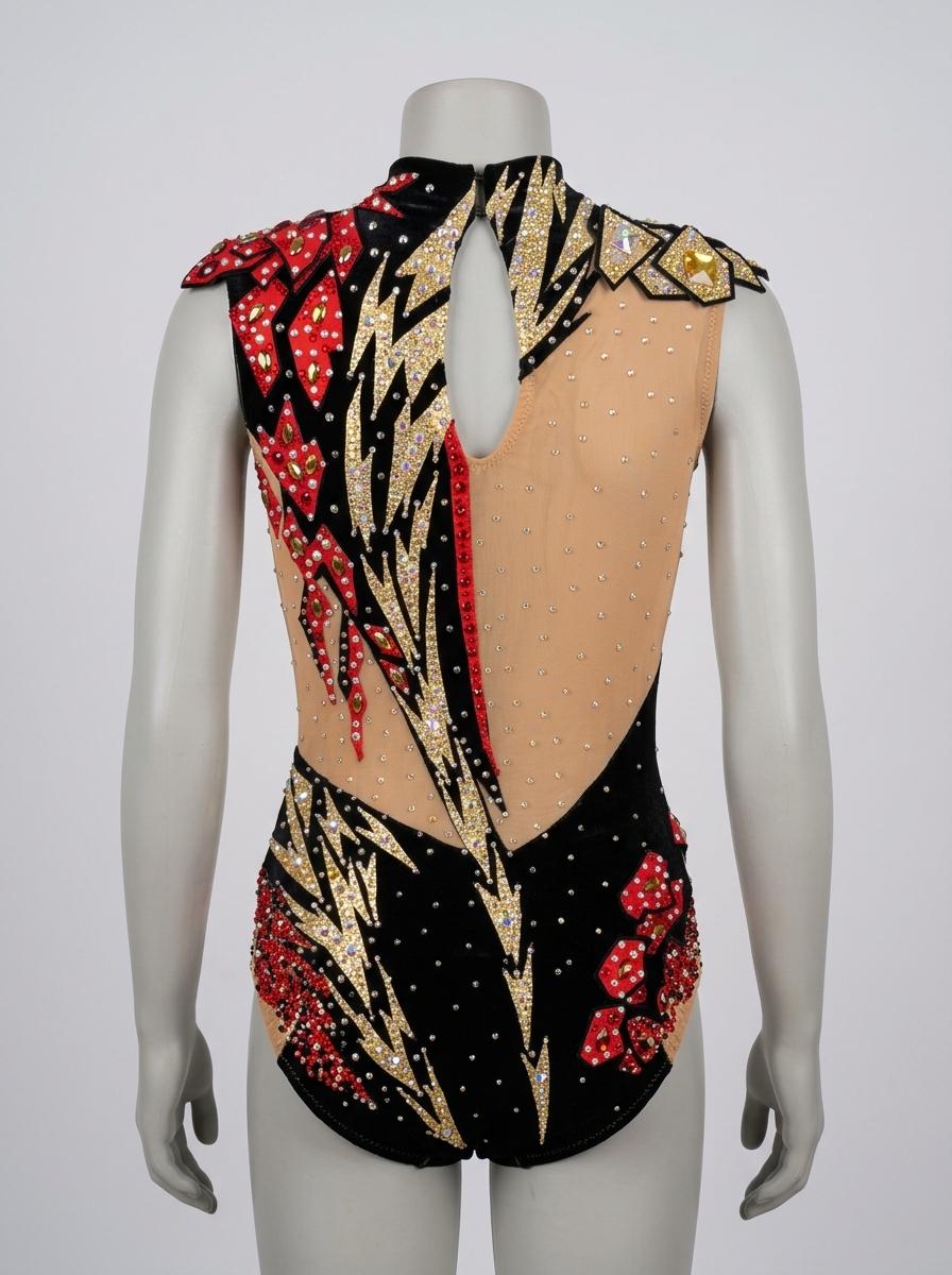 Rhythmic gymnastics leotard, age 12 years, bright design — photo 2