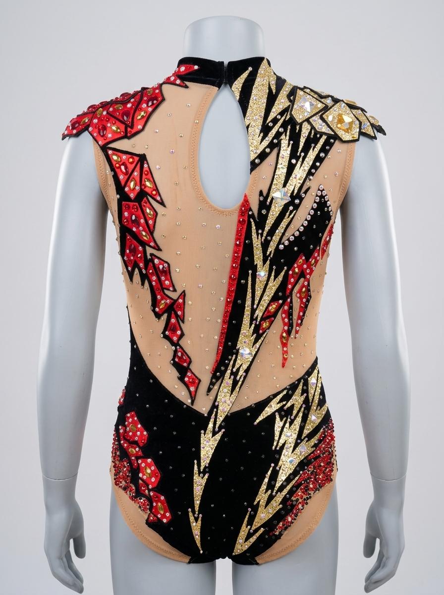 Rhythmic gymnastics leotard, age 9-12 years, bright design — photo 2