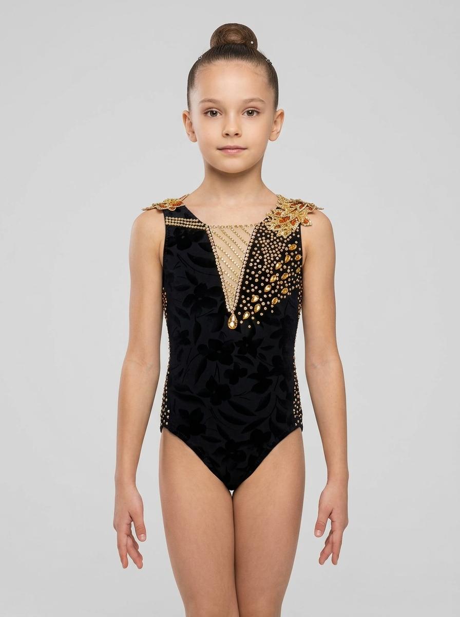 Black and gold leotard for gymnastics