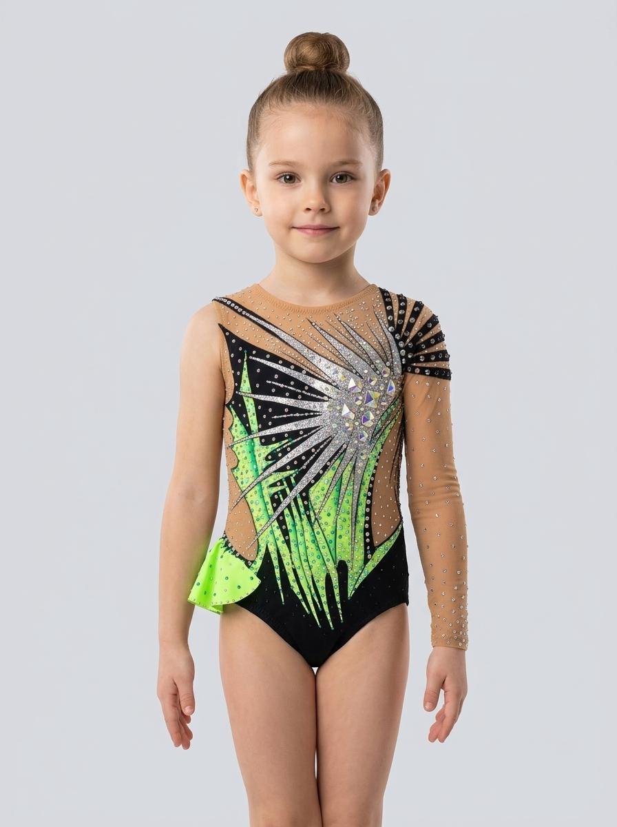 Black and green leotard for gymnastics
