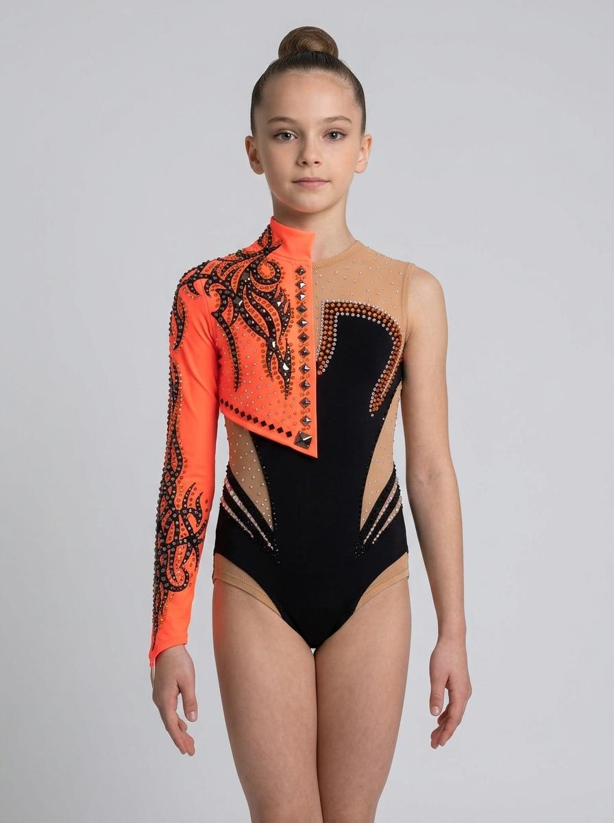Black and orange leotard for gymnastics