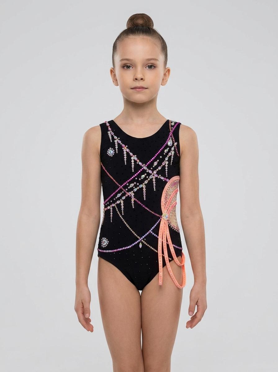 Купальник для художественной гимнастики "Черная Жемчужина" для девочки 8 лет