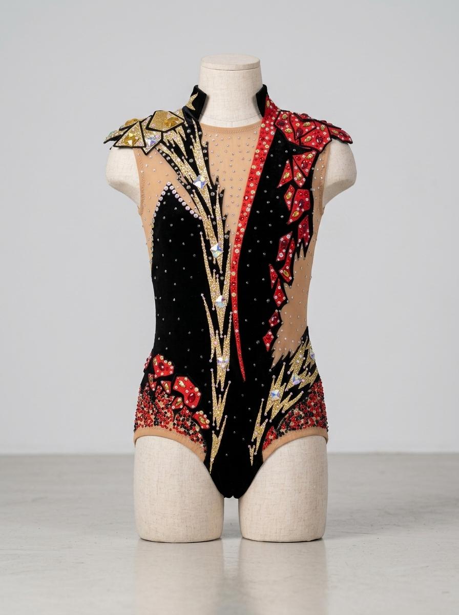 Rhythmic gymnastics leotard, age 12 years, bright design