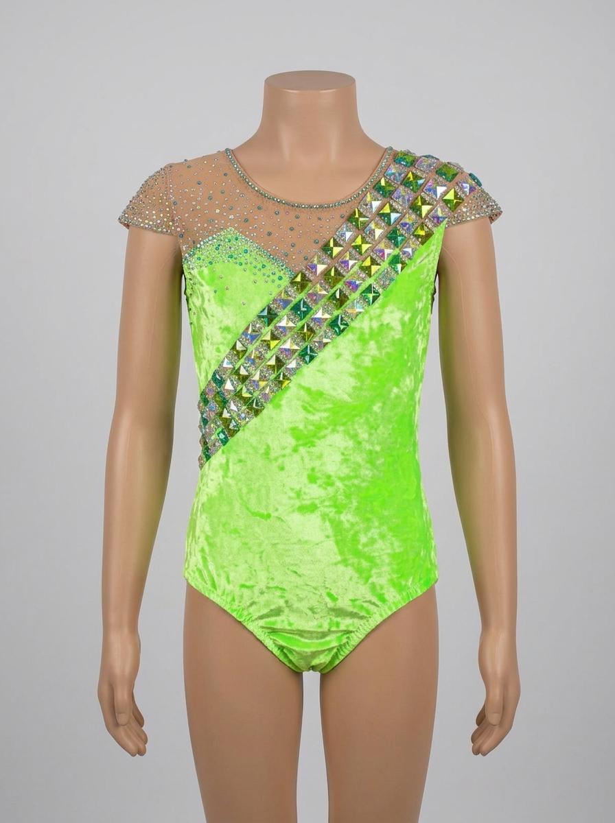 Bright lemon leotard for rhythmic gymnastics, age 8 years