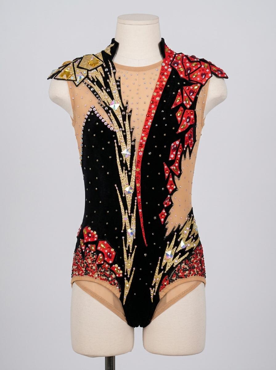Rhythmic gymnastics leotard, age 9-12 years, bright design