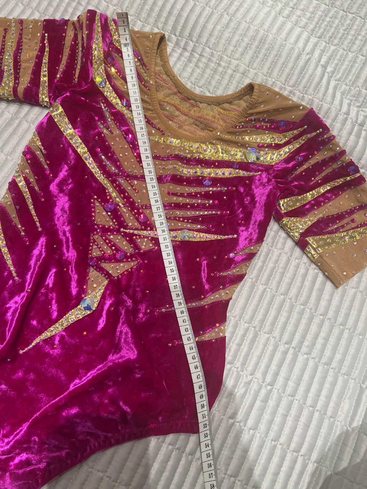 Hot pink velour leotard for gymnastics — photo 6