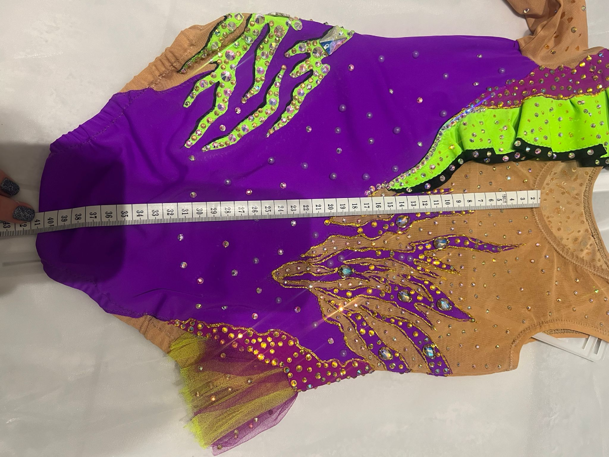 Purple and green exclusive leotard for gimnastics — photo 5