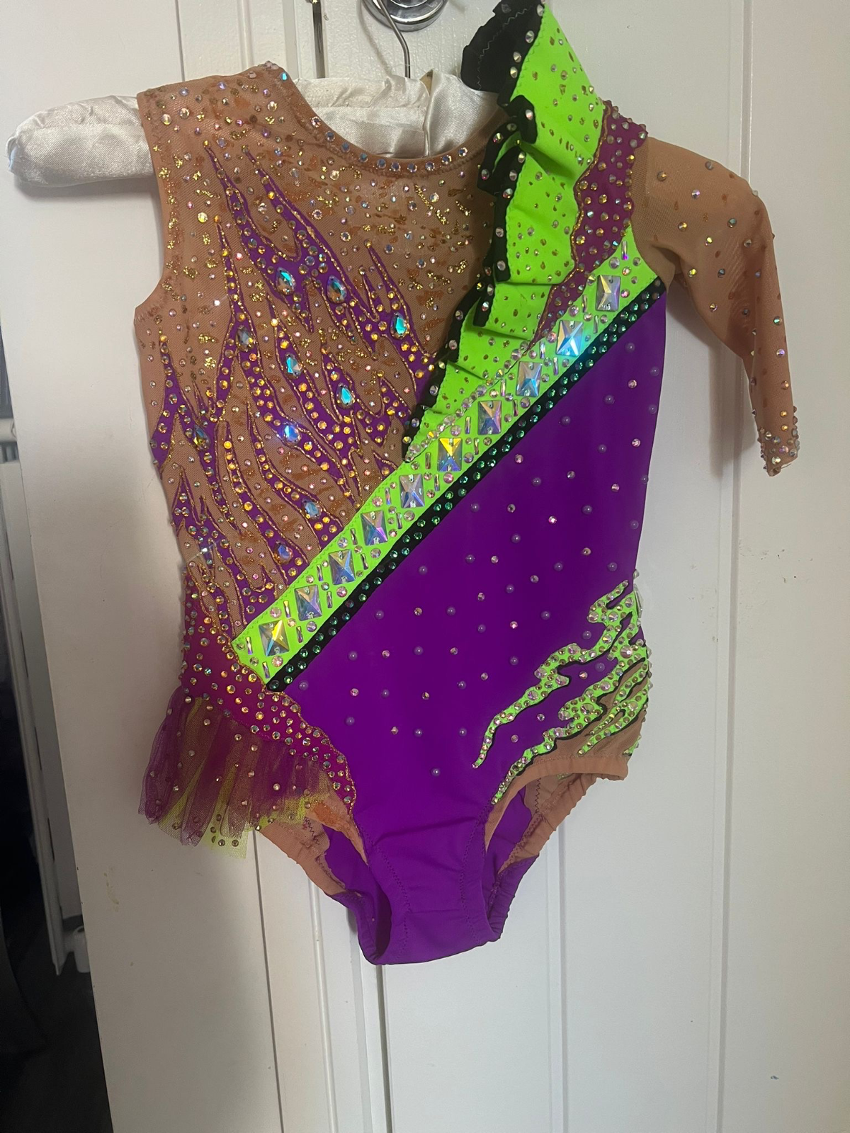 Purple and green exclusive leotard for gimnastics — photo 3