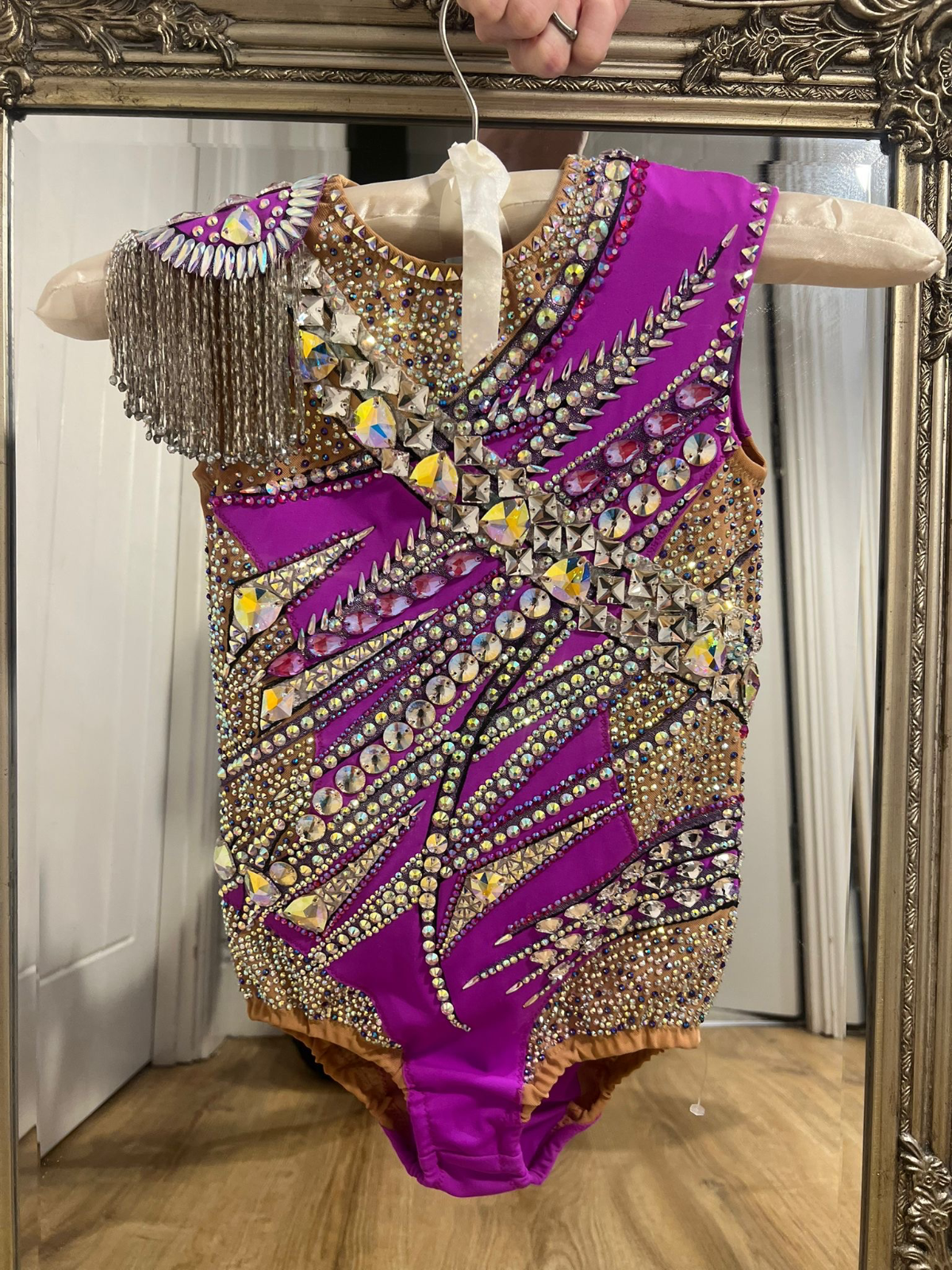 Designer Exclusive  hand made purple leotard for gymnastics — photo 3