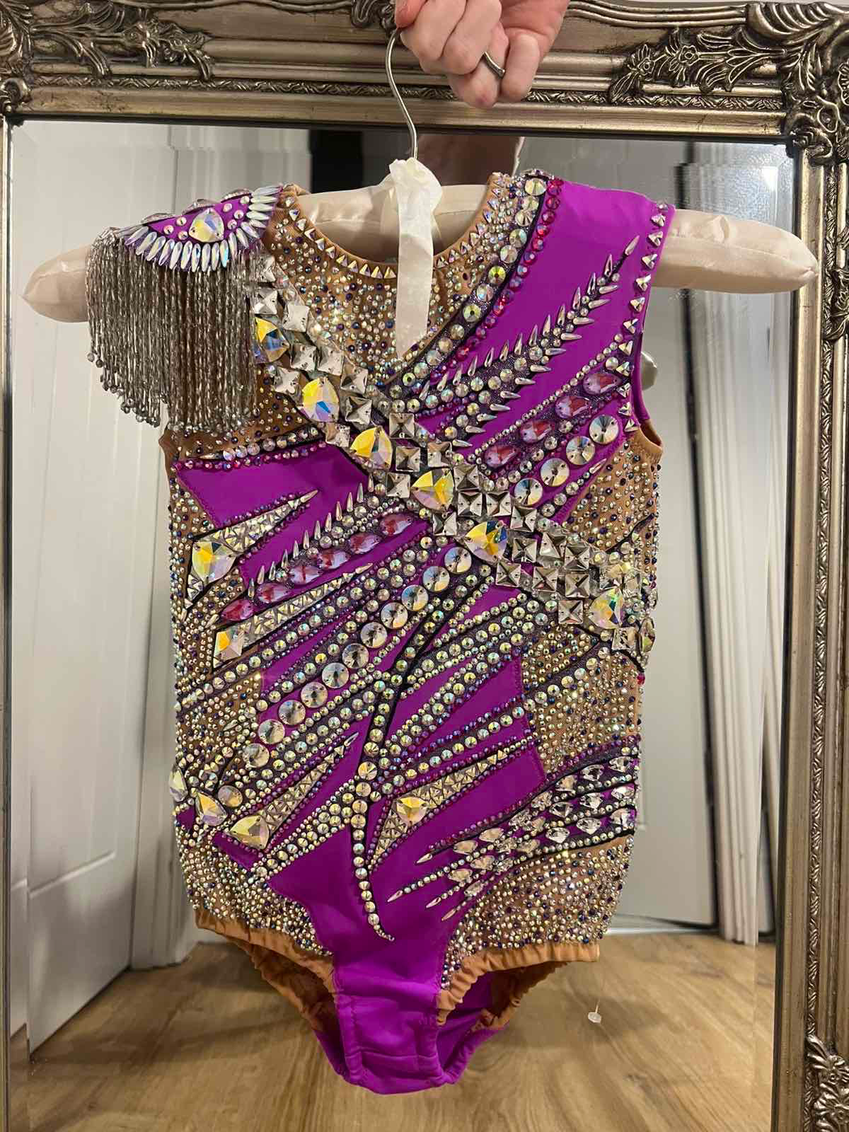 Rhythmic gymnastics leotard, new, with crystals, handmade — photo 3