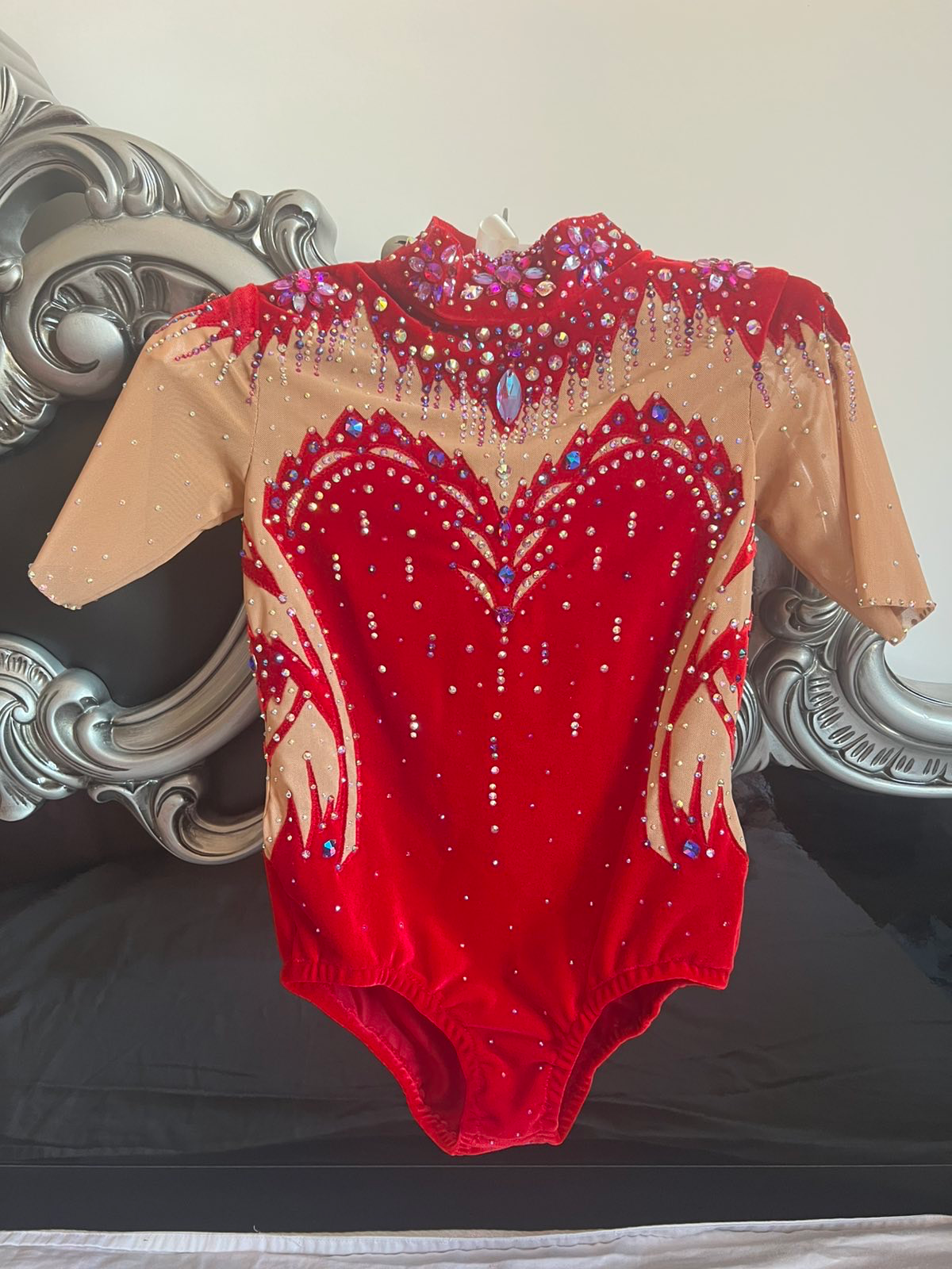 Bright red rhythmic gymnastics leotard, age 10-12 years — photo 3