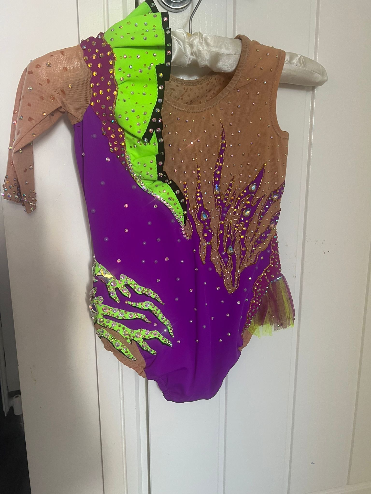 Purple and green exclusive leotard for gimnastics — photo 4