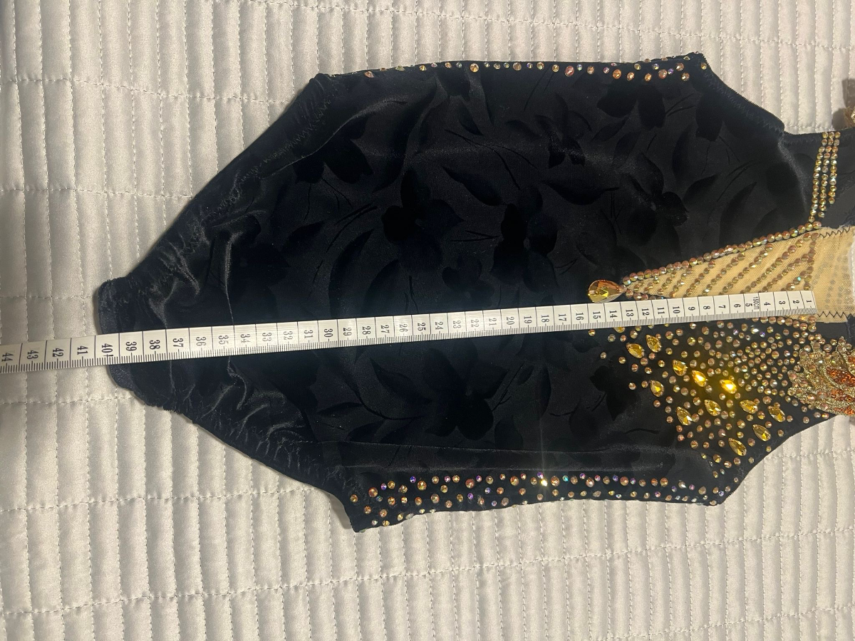 Black and gold leotard for gymnastics — photo 4