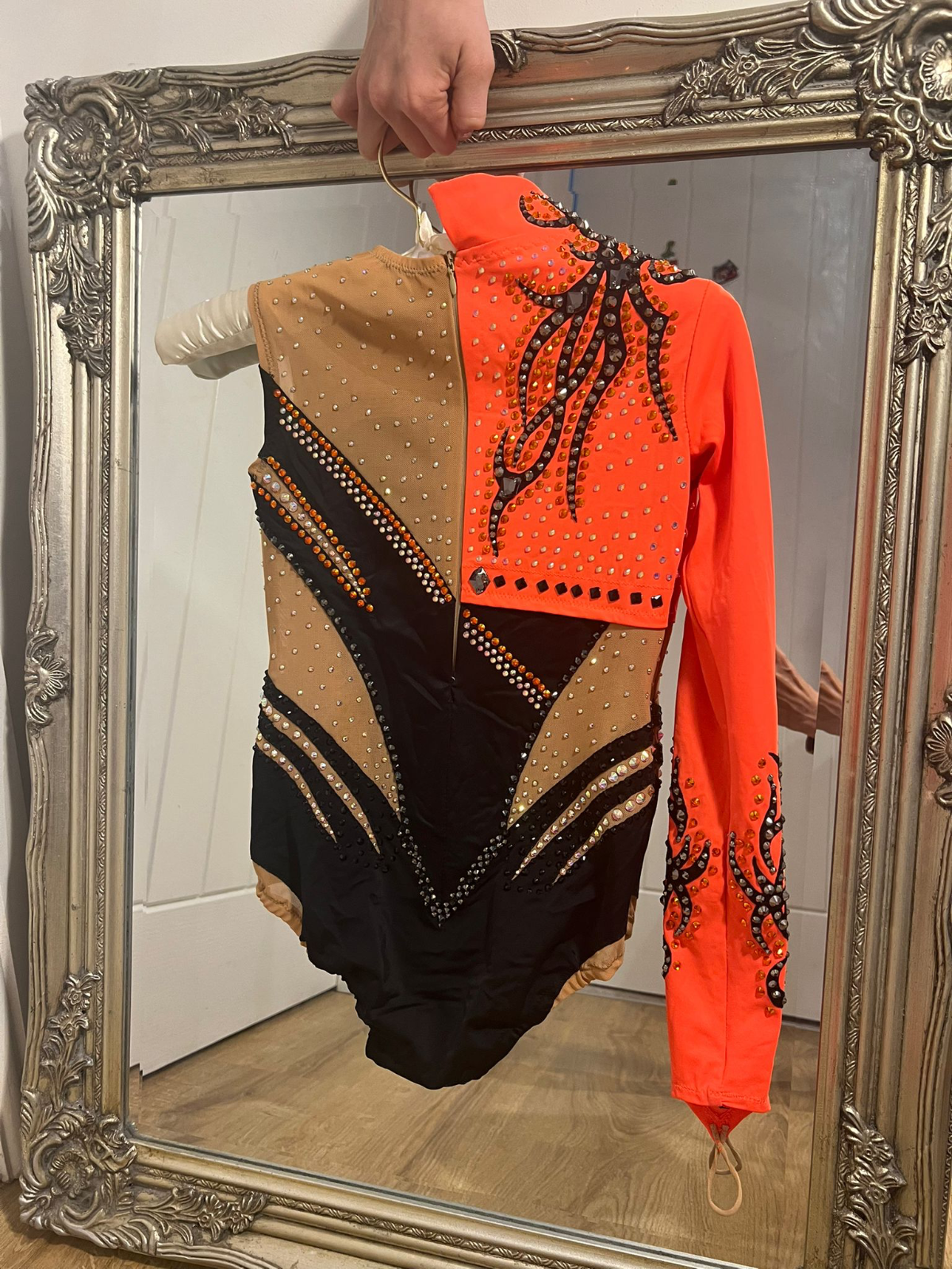 Black and orange leotard for gymnastics — photo 4