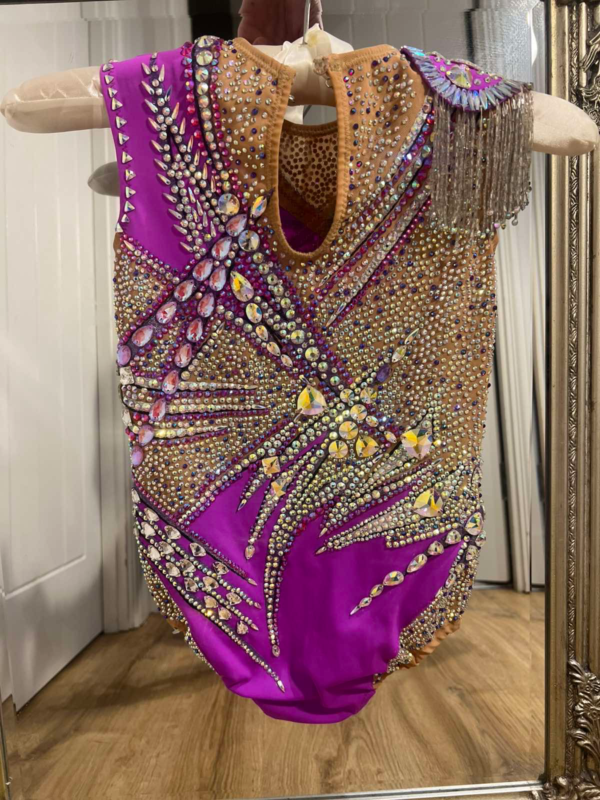 Rhythmic gymnastics leotard, new, with crystals, handmade — photo 4