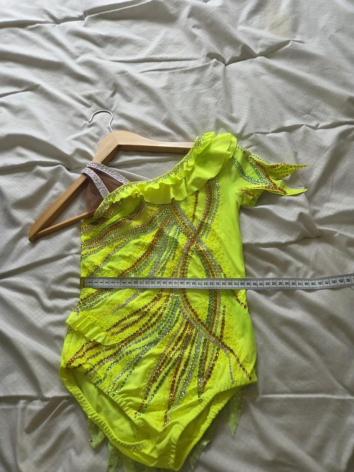 Handmade/Bespoke Neon Yellow Leotard with Sparkle Crystals — photo 5