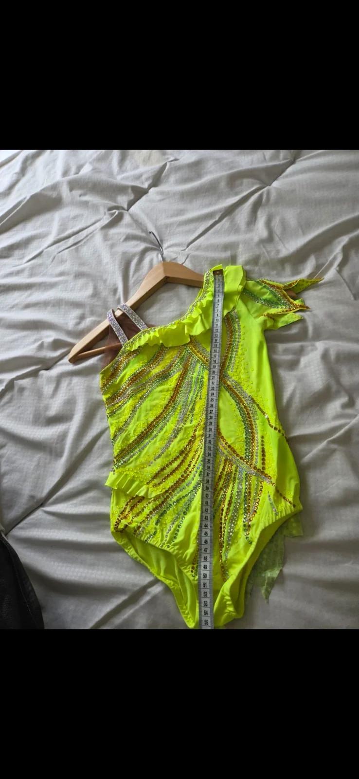Handmade/Bespoke Neon Yellow Leotard with Sparkle Crystals — photo 6