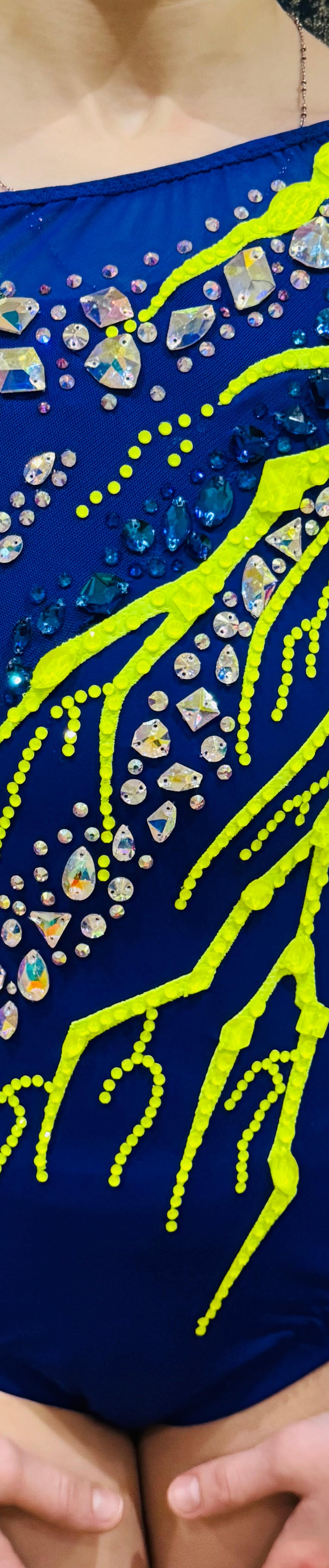 Lightning Design leotard, Blueberry with Tropical Lime  — photo 3