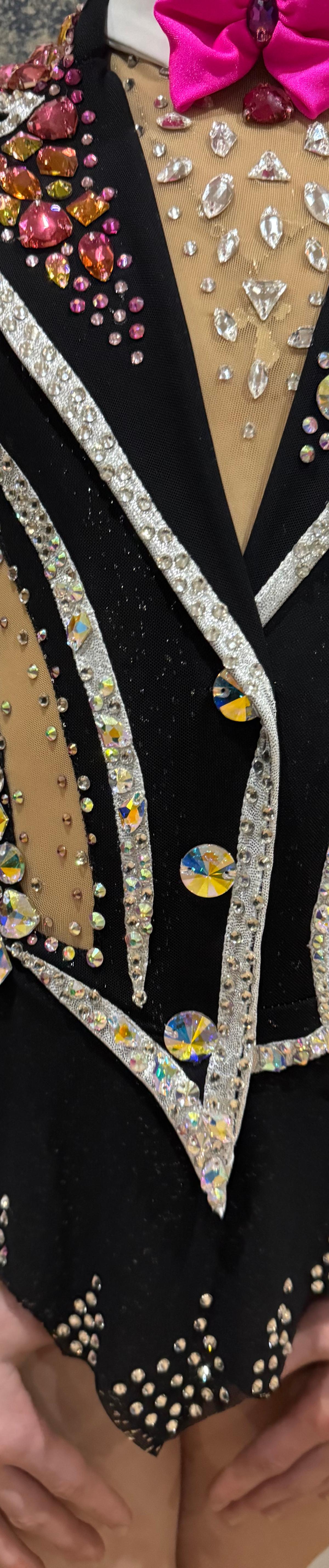 Black Leotard with Classic Jacket Imitation with pink bow — photo 3