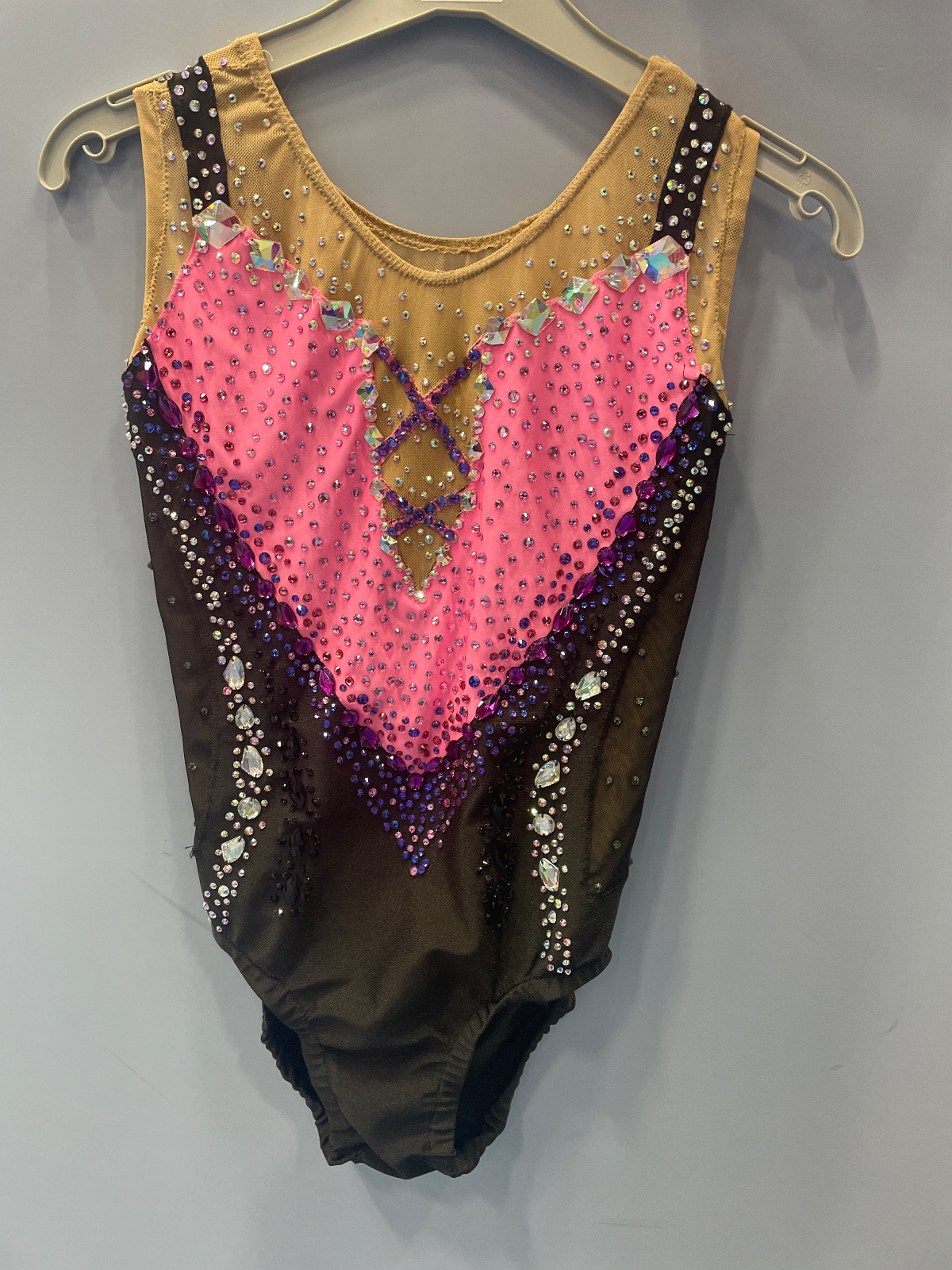 Stunning Black & Pink Rhythmic Leotard with Dazzling Rhinestones - Brand New! — photo 3
