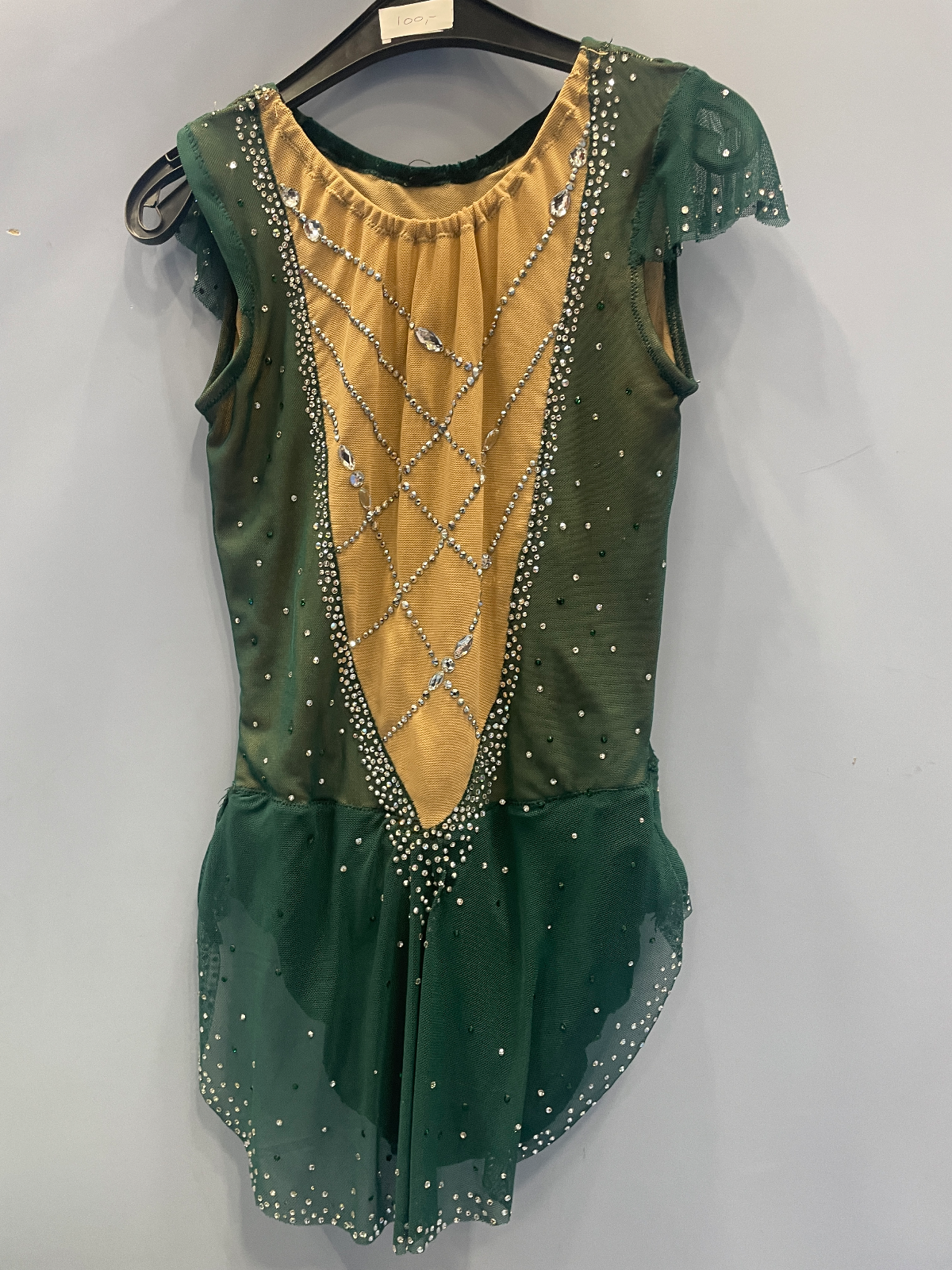 Emerald Velvet & Mesh Rhythmic Leotard - Sur-mesure, Size 14ans — photo 5