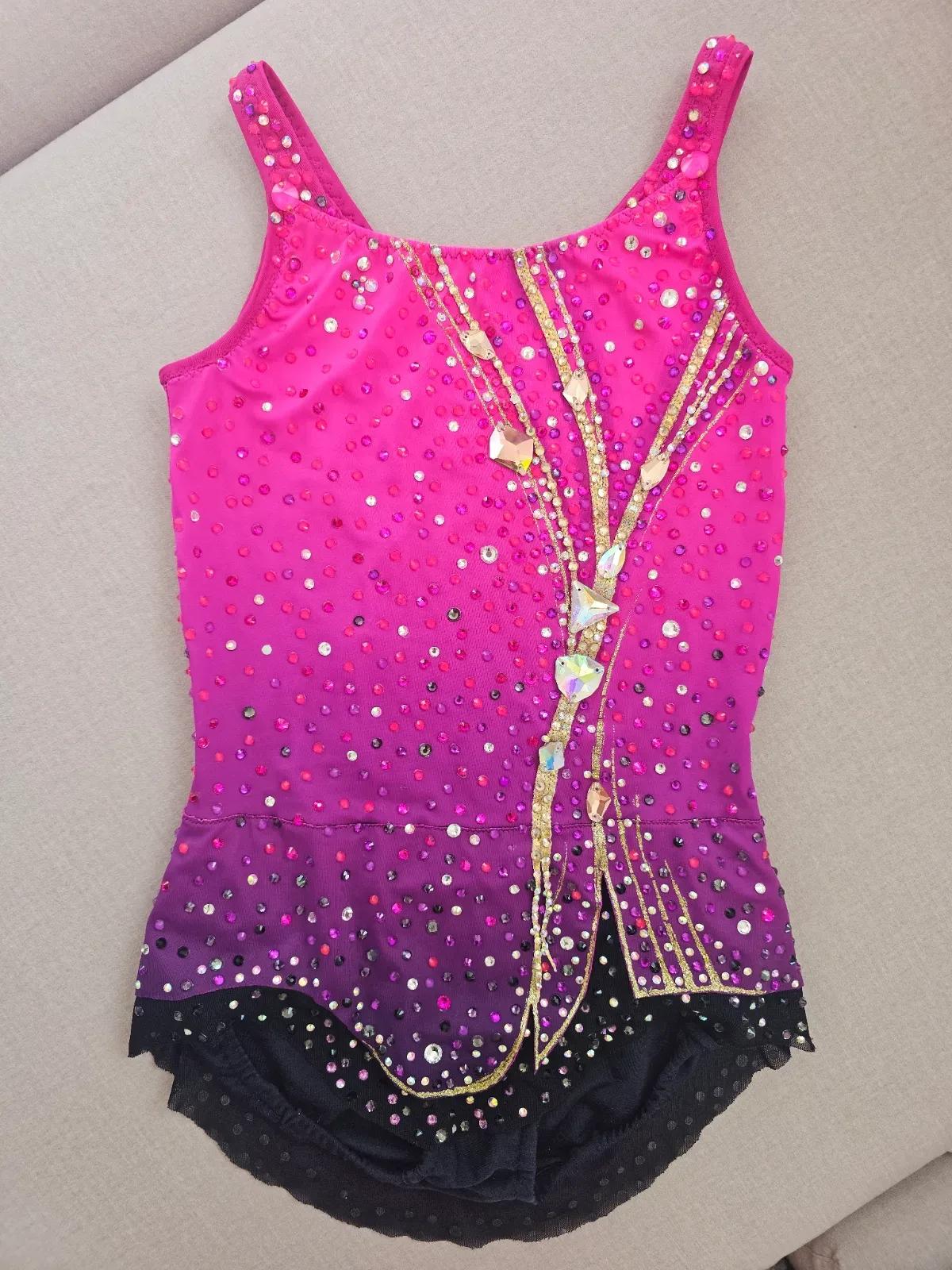 Vibrant Pink & Purple Ombre Rhythmic Gymnastics Leotard - Age 12 — photo 3